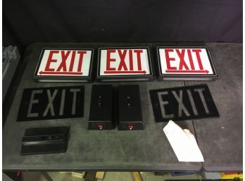 Set Of 3 Vintage Cast Aluminum Exit Signs Chloride Products