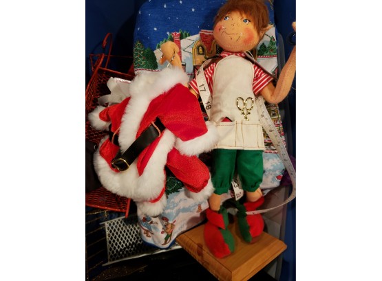 Large Lot Of Christmas Decorations Including AnnaLee Dolls