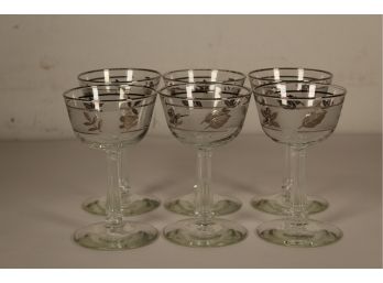 Beautiful Set Of 4 Silver Accented Apertif Glasses