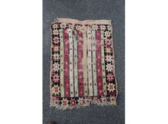 Small Vintage Hand Woven Turkish Rug