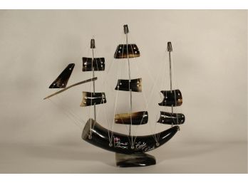 Vintage Tourist Art Santo Domingo Ship From Horn