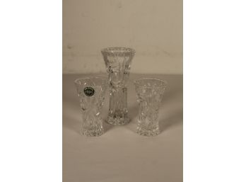 Vintage Leno Fine Crystal Vases Lot Of 3