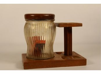 Vintage Pipe Stand With Tobacco Jar Humidor Tobacciana