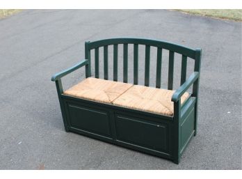 Wooden Green Country Blanket Storage Bench