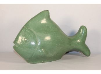 Vintage Pottery Large Green Fish