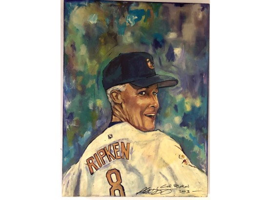 Hand Painted Portrait Of Cal Ripken Orioles Pitcher Man Cave Collectible