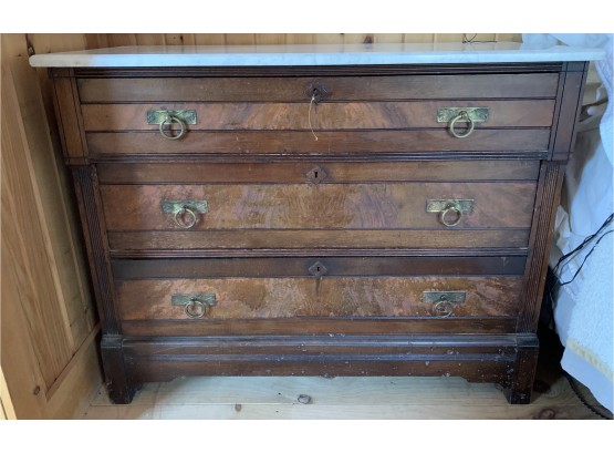 Marble Top Three Drawer Antique Chest Of Drawers