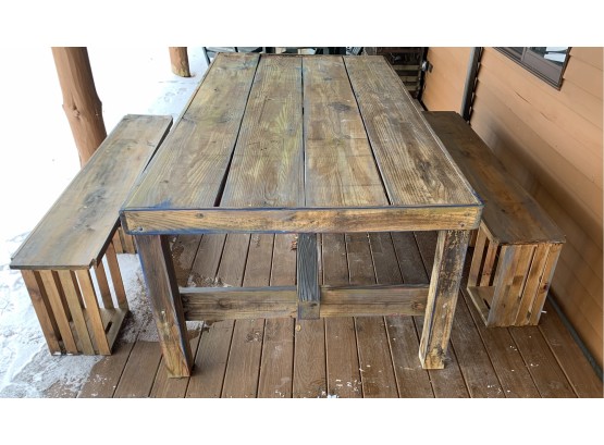 Custom Made Farm Table With Custom Benches