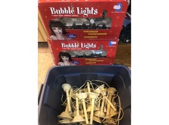 Bin Of 20 Plastic Window Lights   2 Boxes Of Reproduction Bubble Lights