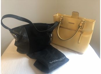 Handbag Lot - Dana Buchman Yellow Leather Purse & B Makowsky' Perfection' Black Bag