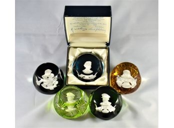 Cristal D'Albret Sulphide Cameo Paperweights