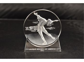 Lalique Crystal Society Of America 1992 Olympic 'Skater' Paperweight Lot 4