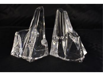 Vintage Iceberg Crystal Bookends Signed Duam France