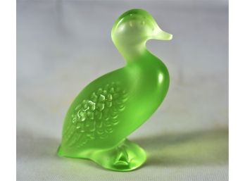 Lalique France Canard Joyuex 'Happy Duck' Light Green Figurine