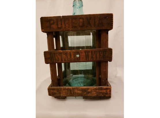 Vintage Glass Water Jug With Wooden Encasing