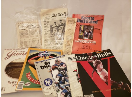 Lot Of Vintage Sport Magazines And Old Sports Clippings