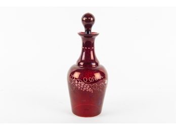 Red Etched Glass Decanter
