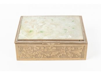 Etched Brass Box With Stone Lid