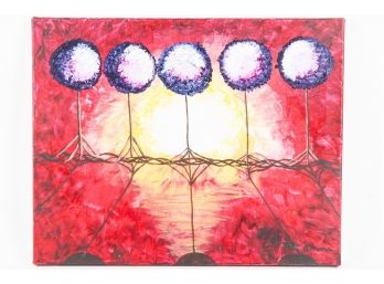 Signed Painting Of Spheres On A Horizon