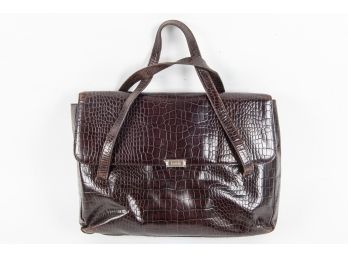 Embossed Leather Ralph Lauren Handbag