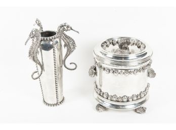 Cipolla Pewter Coastal Collection Vase And Ice Bucket