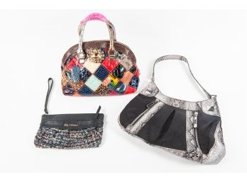 Snakeskin Print And Patchwork Bags