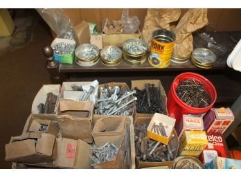 Miscellaneous Lot Of Hardware Nuts, Bolts Etc.