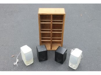 Vintage Speaker Lot With Realistic Bookshelf Speaker's, Napa Valley CD Rack & Cambridge Computer Speaker's