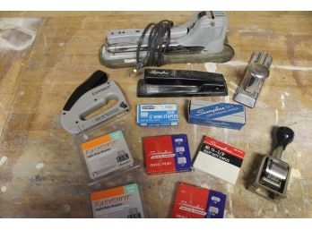 Vintage Swingline Staplers, Easy Shot Stapler With Staples, Forge Automatic Numberer Model 150