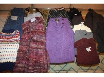 Group Of Woman's Sweaters Sizes S-M From Ann Taylor, Ralph Lauren, Gloria Scannell, South Wool, Dannit & More