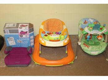 Lot Of Baby Items Includes Booster Seat, Rainforest Bouncer And Walker