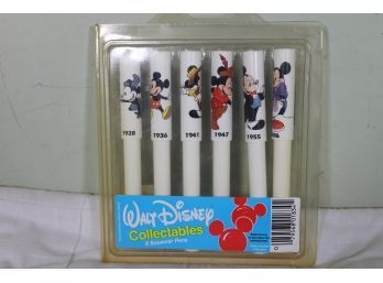 Set Of 6 Walt Disney Collectible Pens - Mickey Mouse Through The Years 1928 - 1986