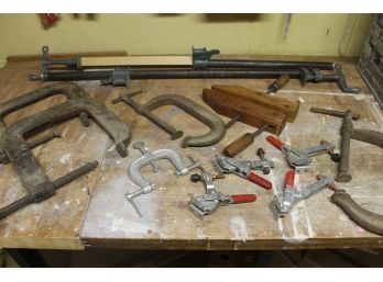 Lot Of 'C' Clamps Williams, Pony, 40' Wood Furniture Clamps, Vintage Taylor Wood Clamp, Lockdowns By De-Sta-Co