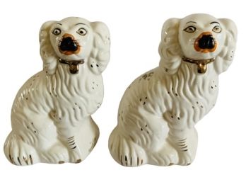 Staffordshire (?) Ceramic Dogs W/ Gold Accents