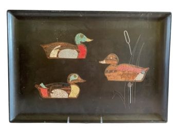 Decorative Tray With Inlay Duck Motif