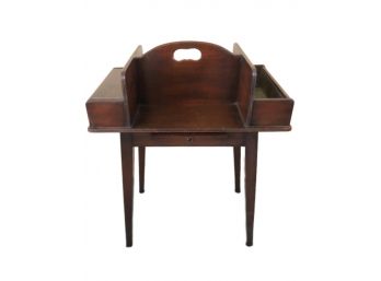 Handled Side Table With Covered Compartment And Planter
