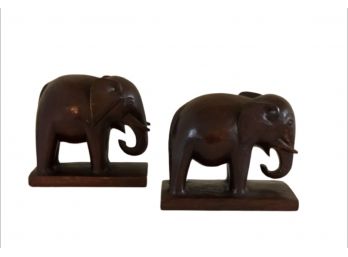 Pair Of Wood Elephants