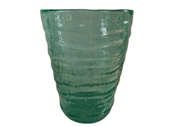 Handblown  Green Swirl Bubble Vase