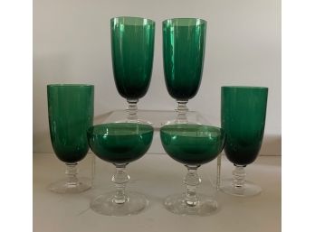 Green Pedestal Glasses