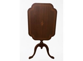 Clipped Corner Tilt-Top Table With Shell Pattern Inlay