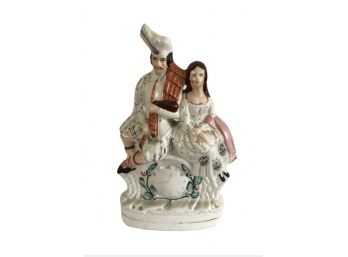 Staffordshire (?) Couple With Bagpipes And Clock