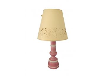 Pink Ceramic Lamp With Perforated Shade