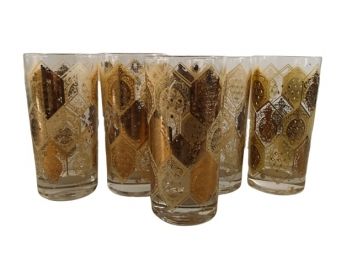 Mid-Century Gold Decorated Water Glasses