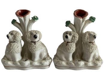 Pair Of Staffordshire (?) Porcelain Dog Figures