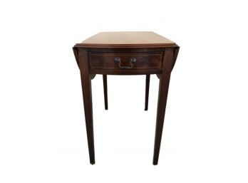 Drop Leaf Mahogany Side Table With Drawer