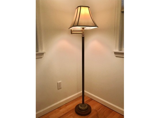 Adjustable Floor Lamp With Paneled Linen Shade