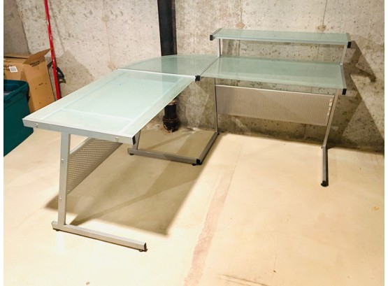 Modular Metal And Glass Office Desk System