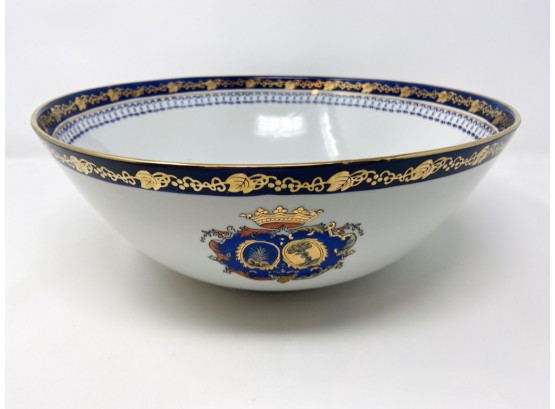 Vintage Hand Painted Porcelain Bowl With Crested Design