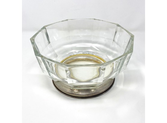 Glass Serving Bowl With Silver Base
