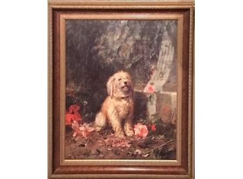 Vintage Framed Dog Painting